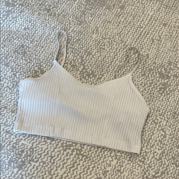 White Ribbed Crop Top - Picture 1 of 2